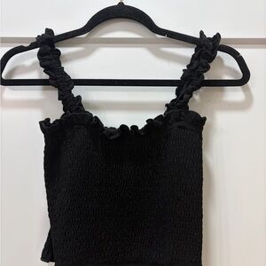 Black Ruffled Women's Crop Top. Size Small